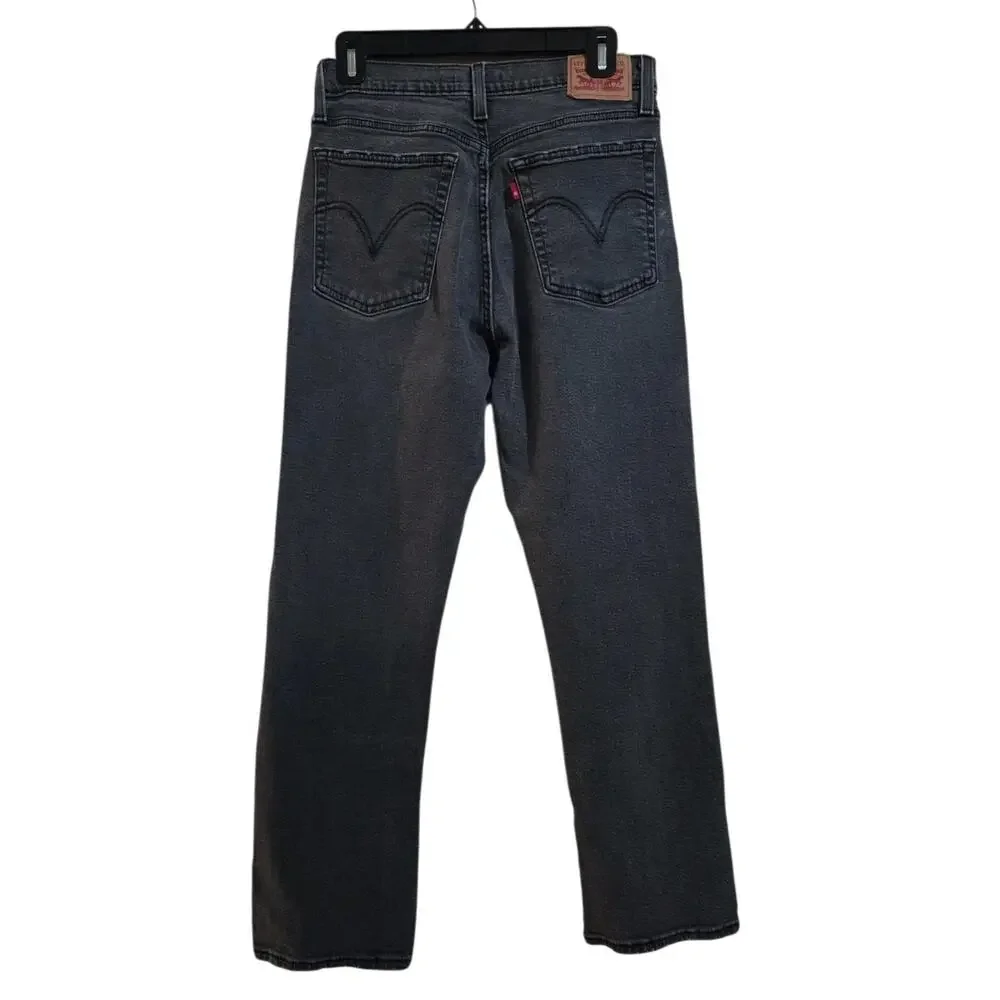 Levis Womens Jeans Black Size 30 Wedgie Straight Denim Stretch Cotton Distressed - Picture 7 of 11